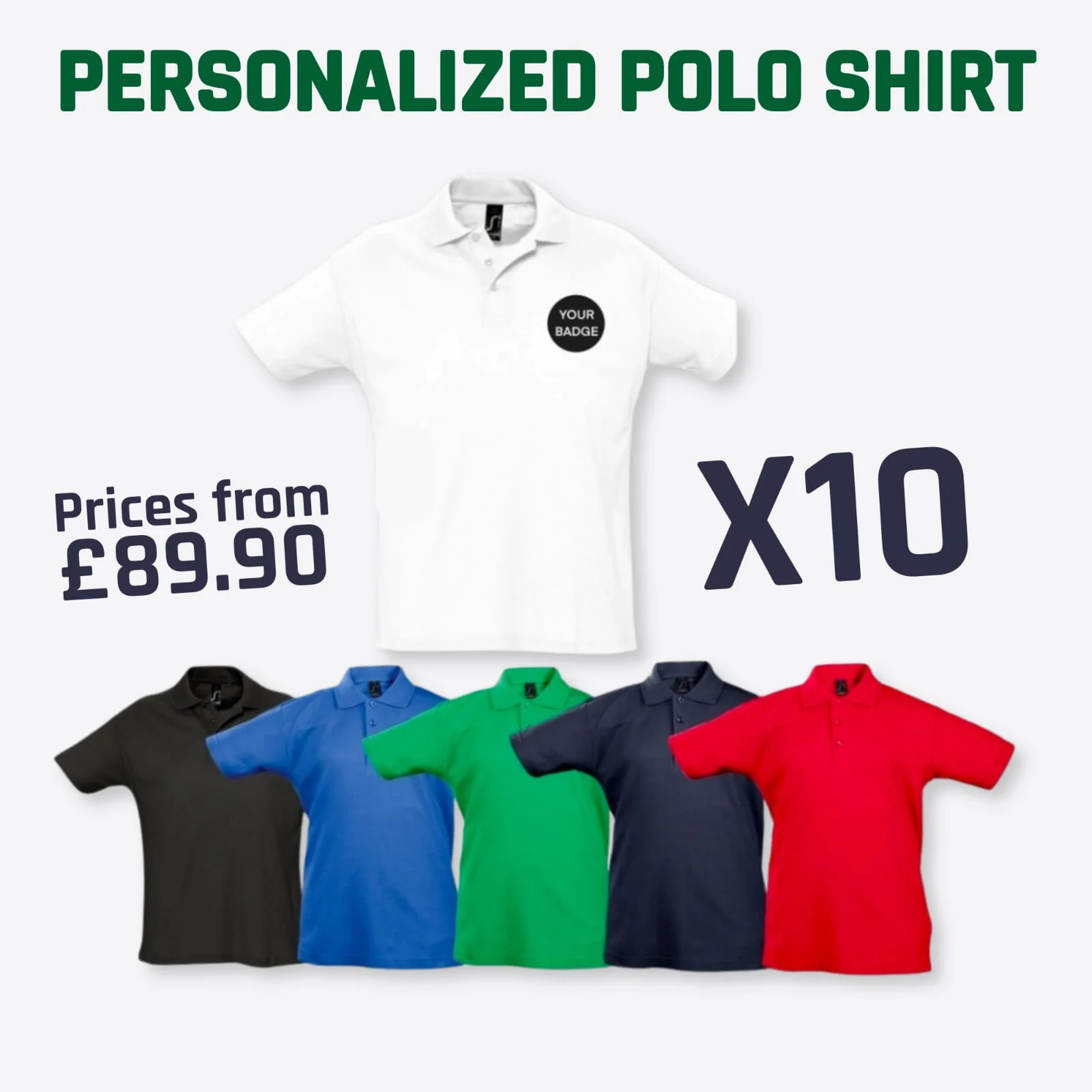 Personalised Team Polo Shirts x 10
